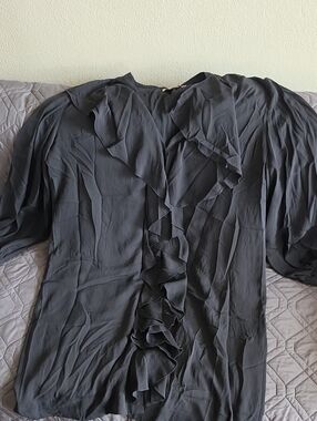 Black Ruffle Front Women's Dress